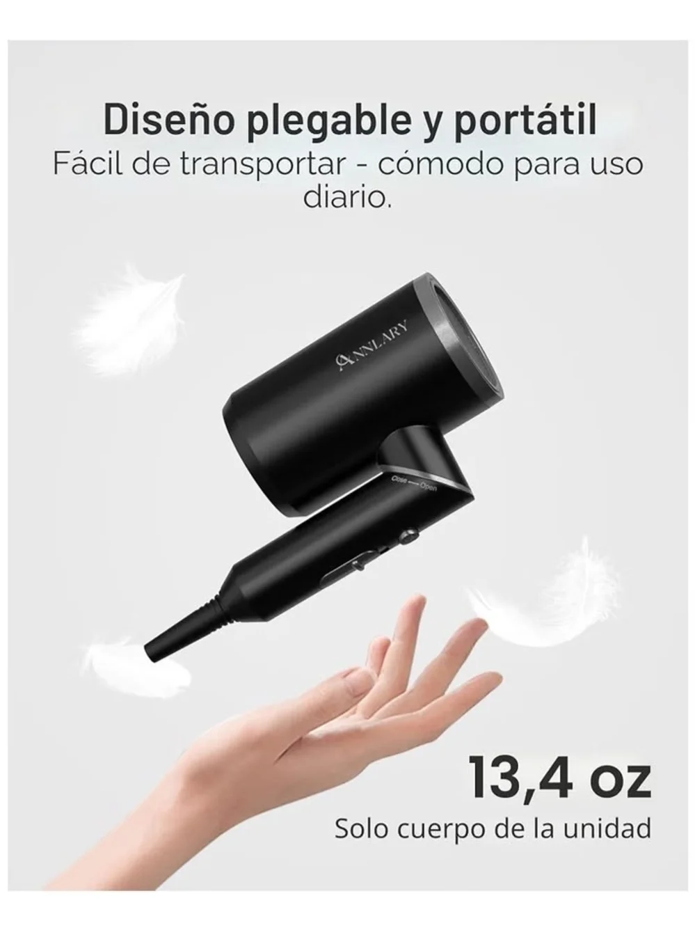 Amazon Black Compact Hair Dryer with Diffuser & Nozzle Attachments